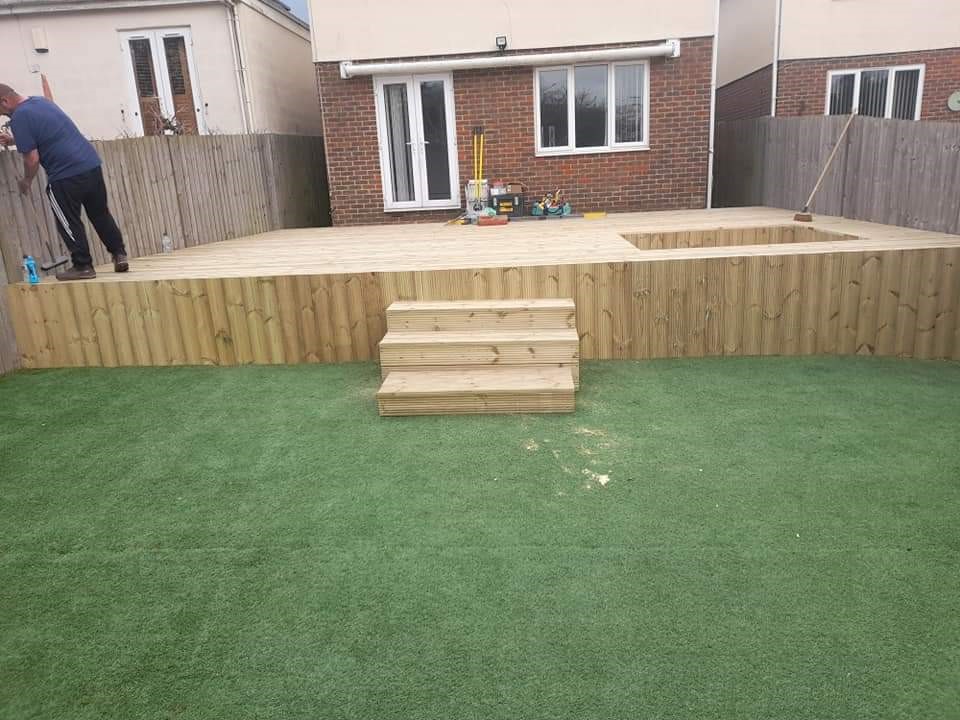 Large decking area steps